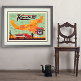 100th Anniversary Of Route 66 (Map) - Art Print, 24x32 / Deluxe / Gray
