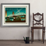 Nashville Skyline: Pedestrian Bridge, Horizontal - Art Print, 24x32 / Deluxe / Gray
