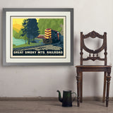 Great Smoky Mountain Railroad: Diesel Train - Art Print, 24x32 / Deluxe / Gray