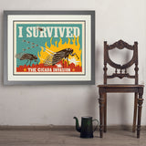Cicada Invasion: I Survived (Horizontal) - Art Print, 24x32 / Deluxe / Gray