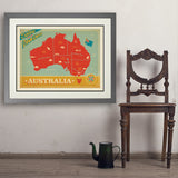 Australia: Explore Down Under Map - Art Print, 24x32 / Deluxe / Gray