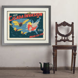 2024 Cicada Invasion Map - Art Print, 24x32 / Deluxe / Gray