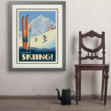Classic Ski Design: Spend The Day Skiing!  - Art Print, 24x32 / Deluxe / Gray