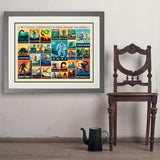 Mythical Creatures From Around The World Collage - Art Print, 24x32 / Deluxe / Gray