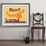 Route 66 Map - Art Print, 24x32 / Deluxe / Gray