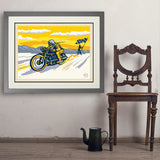 Salt Flat Motorcycle Racer - Art Print, 24x32 / Deluxe / Gray
