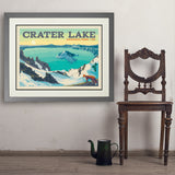 Crater Lake National Park: Winter Fox (Horizontal) - Art Print, 24x32 / Deluxe / Gray