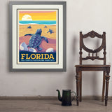 Florida: Sea Turtle Hatchling Habitats - Art Print, 24x32 / Deluxe / Gray