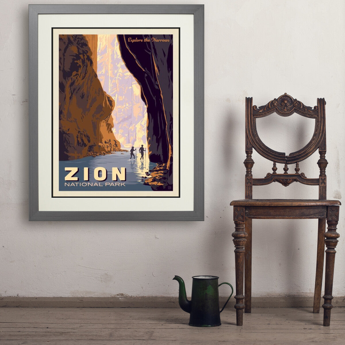 zion-national-park-explore-the-narrows - 24x32 / Deluxe / Gray / Env