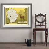 Map of Yosemite National Park - Art Print, 24x32 / Deluxe / Gray