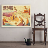 Grand Canyon National Park: Illustrated Map - Art Print, 30x40
