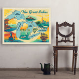 Great Lakes: Horizontal Map - Art Print, 30x40