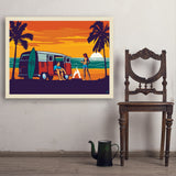 West Coast Surf Van - Art Print, 30x40