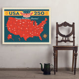 250th Anniversary USA: Commemorative Map - Art Print, 30x40