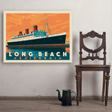 Long Beach, CA: Queen Mary - Art Print, 30x40