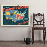 2024 Cicada Invasion Map - Art Print, 30x40