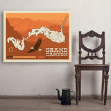 Map of Grand Canyon National Park - Art Print, 30x40