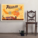 Route 66 Map - Art Print, 30x40