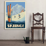 Classic Ski Design: Spend The Day Skiing!  - Art Print, 30x40