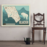 Map of Glacier National Park - Art Print, 30x40