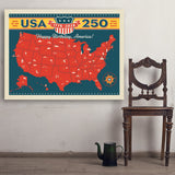 250th Anniversary USA: Commemorative Map - Art Print, 36x48