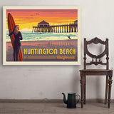 Huntington Beach, California - Art Print, 36x48