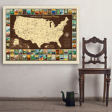 63 National Parks: Map Of USA - Art Print, 36x48