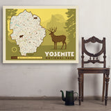 Map of Yosemite National Park - Art Print, 36x48