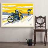 Salt Flat Motorcycle Racer - Art Print, 36x48