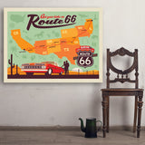 100th Anniversary Of Route 66 (Map) - Art Print, 36x48