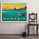 Memphis, TN: River View (Horizontal) - Art Print, 36x48