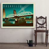 Nashville Skyline: Pedestrian Bridge, Horizontal - Art Print, 36x48
