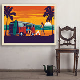 West Coast Surf Van - Art Print, 36x48