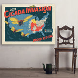 2024 Cicada Invasion Map - Art Print, 36x48