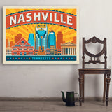 Nashville Landmarks (Horizontal) - Art Print, 36x48
