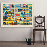 50-State Collage (Horizontal) - Art Print, 36x48