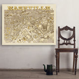 Illustrated Map of Nashville - Art Print, 36x48
