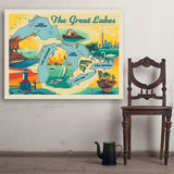 Great Lakes: Horizontal Map - Art Print, 36x48