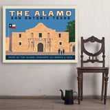 San Antonio, TX: The Alamo (Horizontal) - Art Print, 36x48