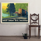 Great Smoky Mountain Railroad: Diesel Train - Art Print, 36x48
