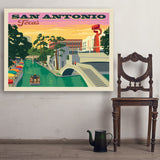 San Antonio, TX: River Walk (Horizontal) - Art Print, 36x48
