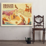 Grand Canyon National Park: Illustrated Map - Art Print, 36x48