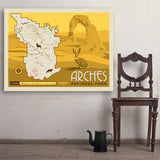 Map of Arches National Park - Art Print, 36x48
