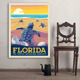 Florida: Sea Turtle Hatchling Habitats - Art Print, 36x48