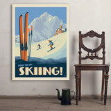 Classic Ski Design: Spend The Day Skiing!  - Art Print, 36x48