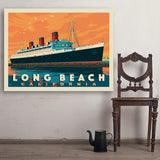 Long Beach, CA: Queen Mary - Art Print, 36x48