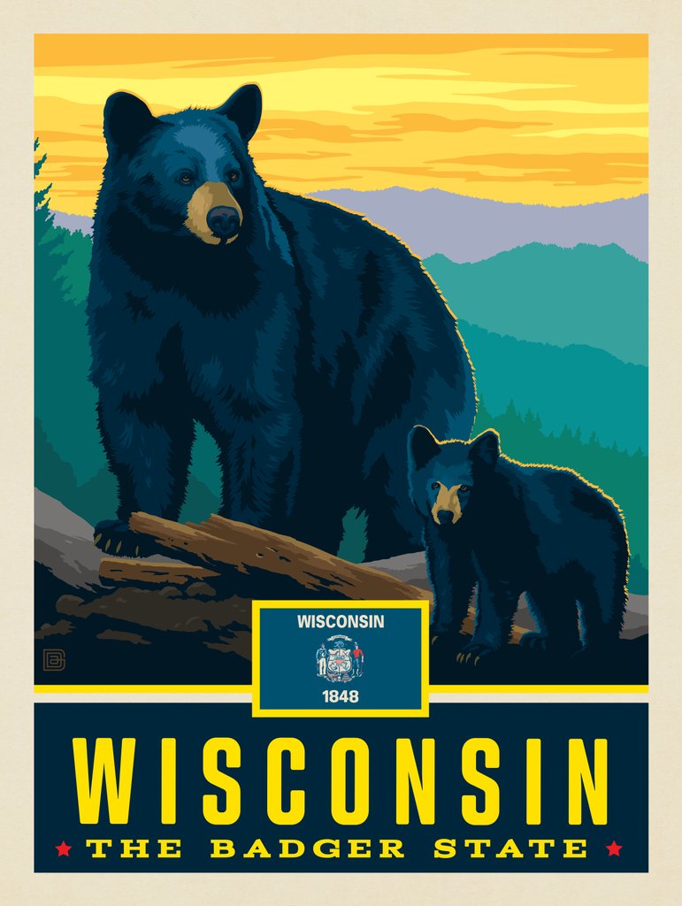 Wisconsin State Pride: Black Bears - Notecards - Artwork