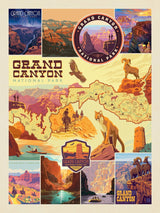 Grand Canyon National Park: Map Collage (Vertical) - Notecards - Artwork