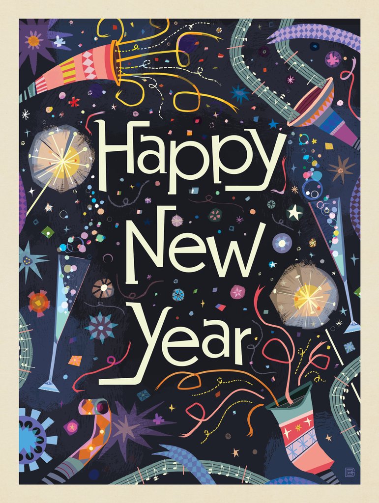 A Greeting Card: Happy New Year! - Canvas - Artwork