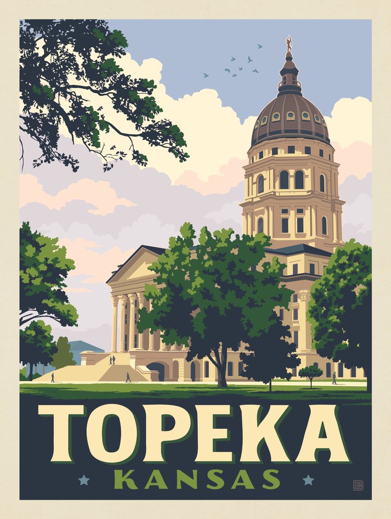 Topeka, Kansas - Metal Sign - Artwork